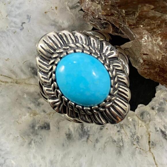 Jewelry - Carolyn Pollack Vintage Sterling Silver Oval Turquoise Decorated Ring For Women